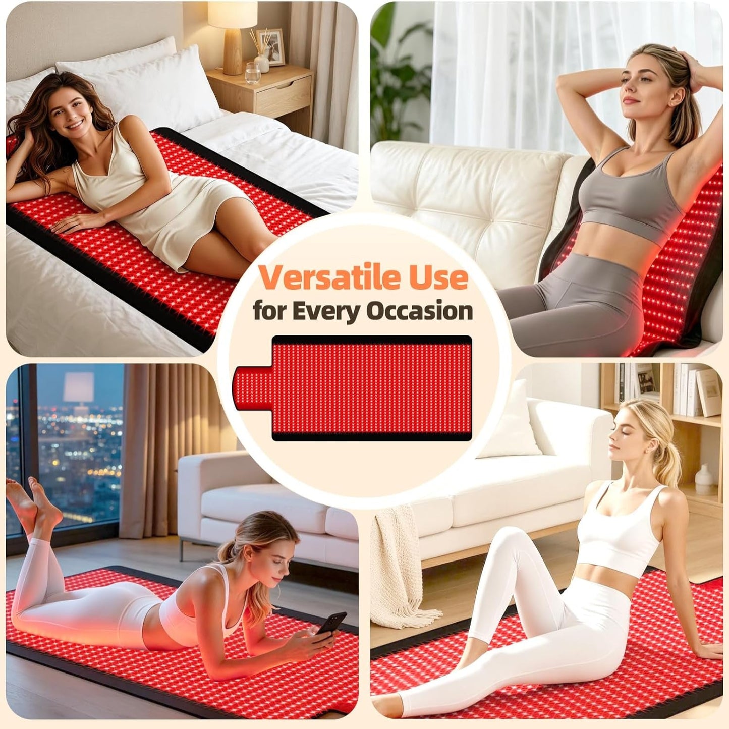 Red Light Therapy Mat for Full Body, Red Light Therapy Blanket, 2 in 1 Leds (660Nm & 850Nm) Leds for Home Use, 3 Modes & Adjustable Timer, 76.8'' X 33.4''