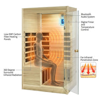 Far Infrared Sauna European Aspen Wood 1 Person Infrared Sauna for Home 905W Low EMF Mini Indoor Sauna with Bluetooth Speakers, Right Door — How It Works